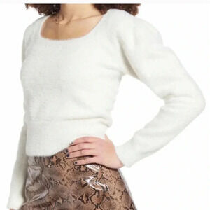 ASTR the Label Fuzzy Square Neck Cropped Sweater Women’s XL